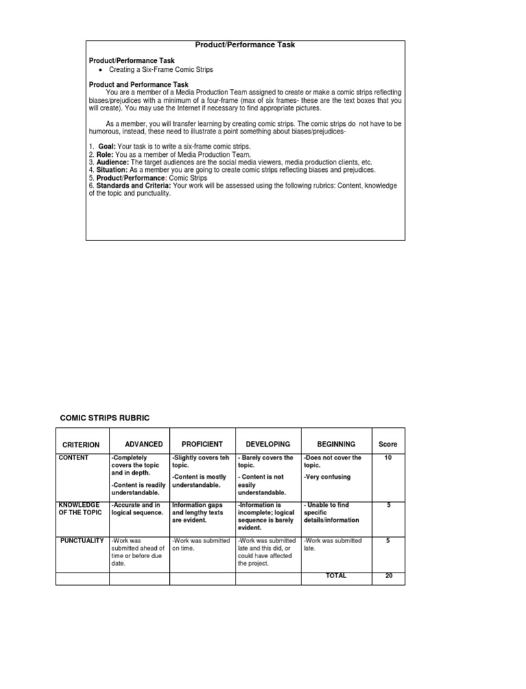 Comic Strip Task on Bias and Prejudice | PDF | Bias | Rubric (Academic)