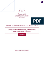 Uloga Informacionih Sistema U Savremenom Biznisu: Is210 - Uvod U Digitalni Biznis