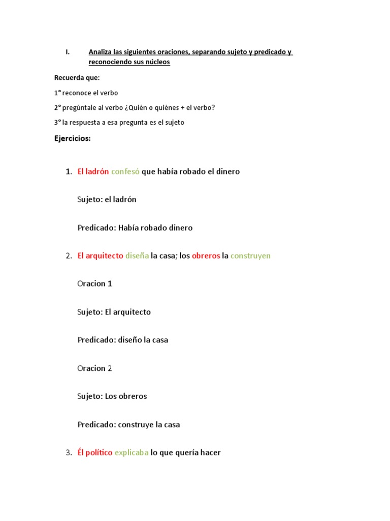 Análisis de Oraciones y Concordancia | PDF | Artes del Lenguaje y ...