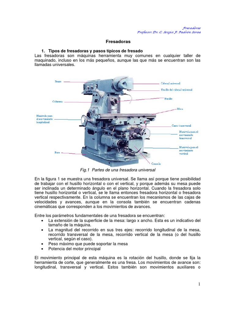 Fresadoras | PDF | Máquinas | Bienes manufacturados
