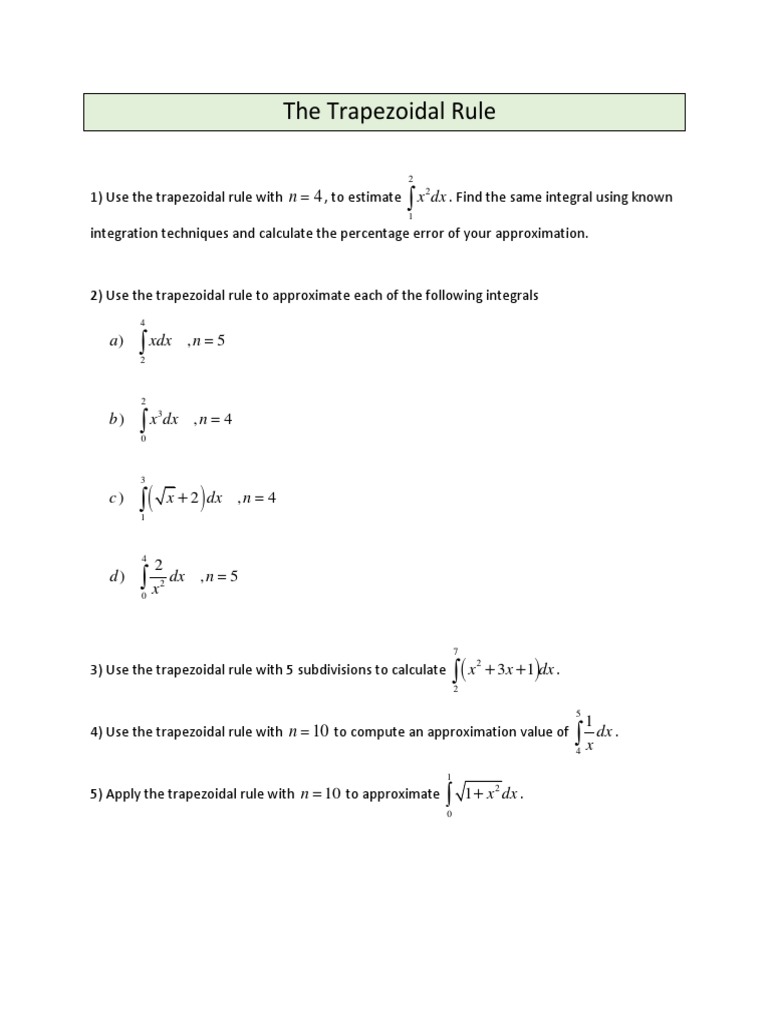 The Trapezoidal Rule | PDF