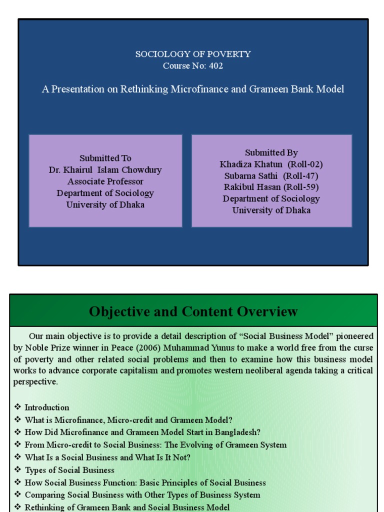 Rethinking Microfinance And Grameen Bank Model Pdf Microcredit