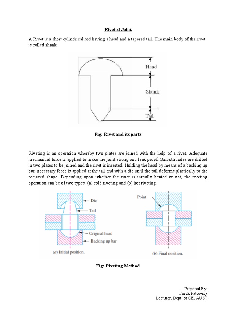 Design and Analysis of a Double Riveted Lap Joint PDF Rivet