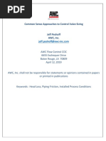 Common Sense Approaches To Control Valve Sizing Jeff Peshoff AWC, Inc