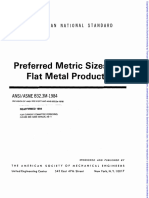 Preferred Metric Sizes For Products: Flat Metal