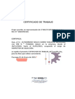 Certificado de Trabajo: Certifica