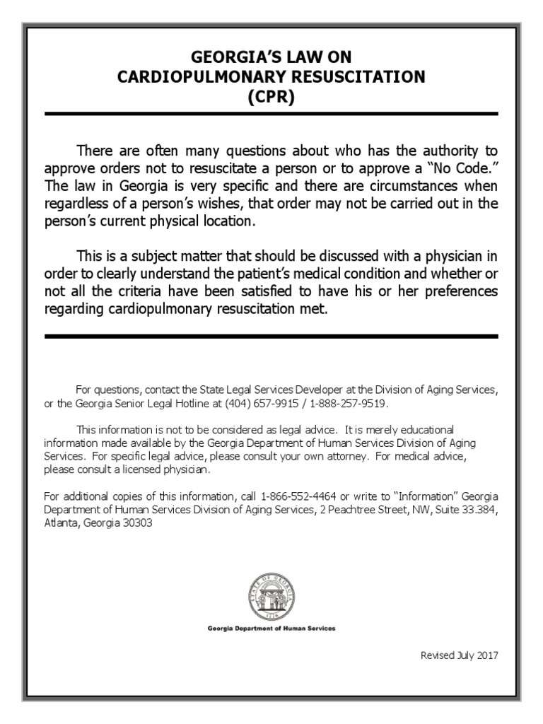 DNR Do Not Resuscitate Law 2017 PDF Cardiopulmonary