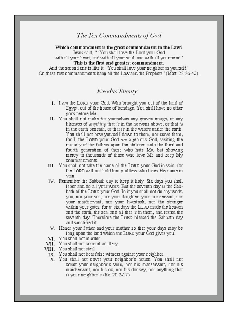 10 Commandments | PDF | Ten Commandments | Bible Content