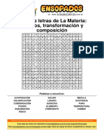 Sopa de letras sobre estados y transformación de la materia