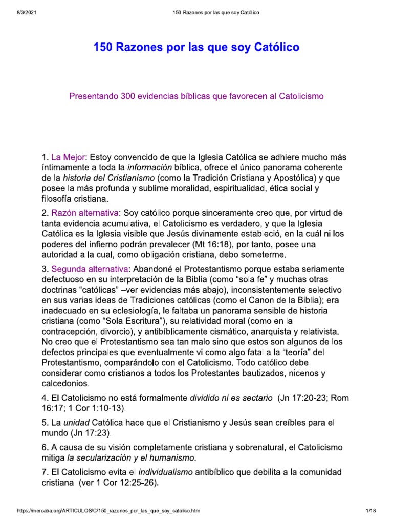 150 Razones Por Las Que Soy Católico | PDF | Iglesia Católica