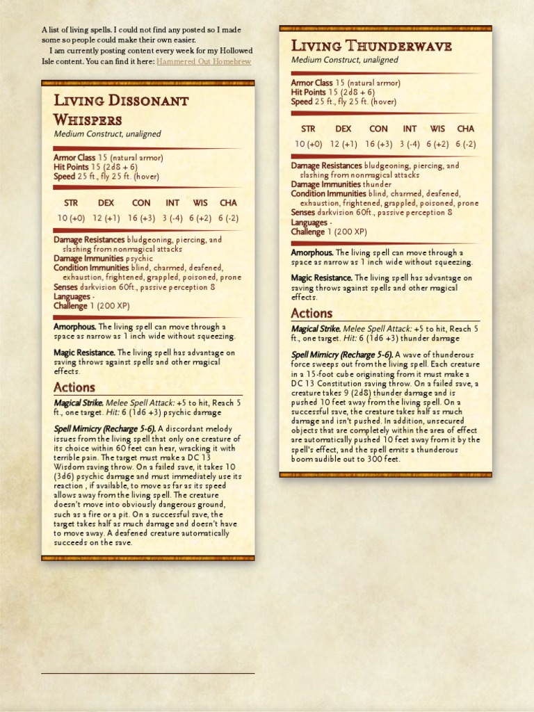 Eberron Living Spells Overview | PDF