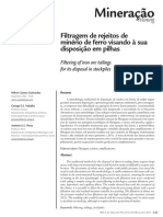 Filtraje de Rejeito de Mineacion Para Disposicion en Pilas ARTICULO