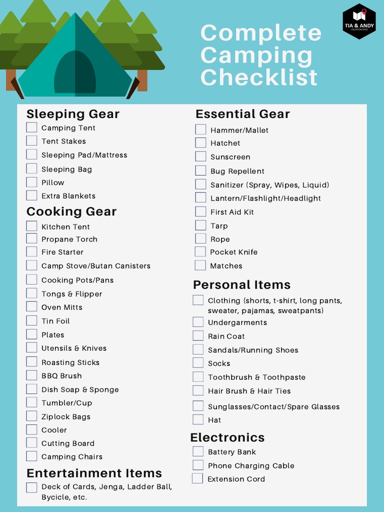 Tia & Andy's Complete Camping Checklist | PDF