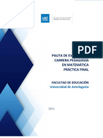 Evaluación práctica final matemática estudiante pedagogía