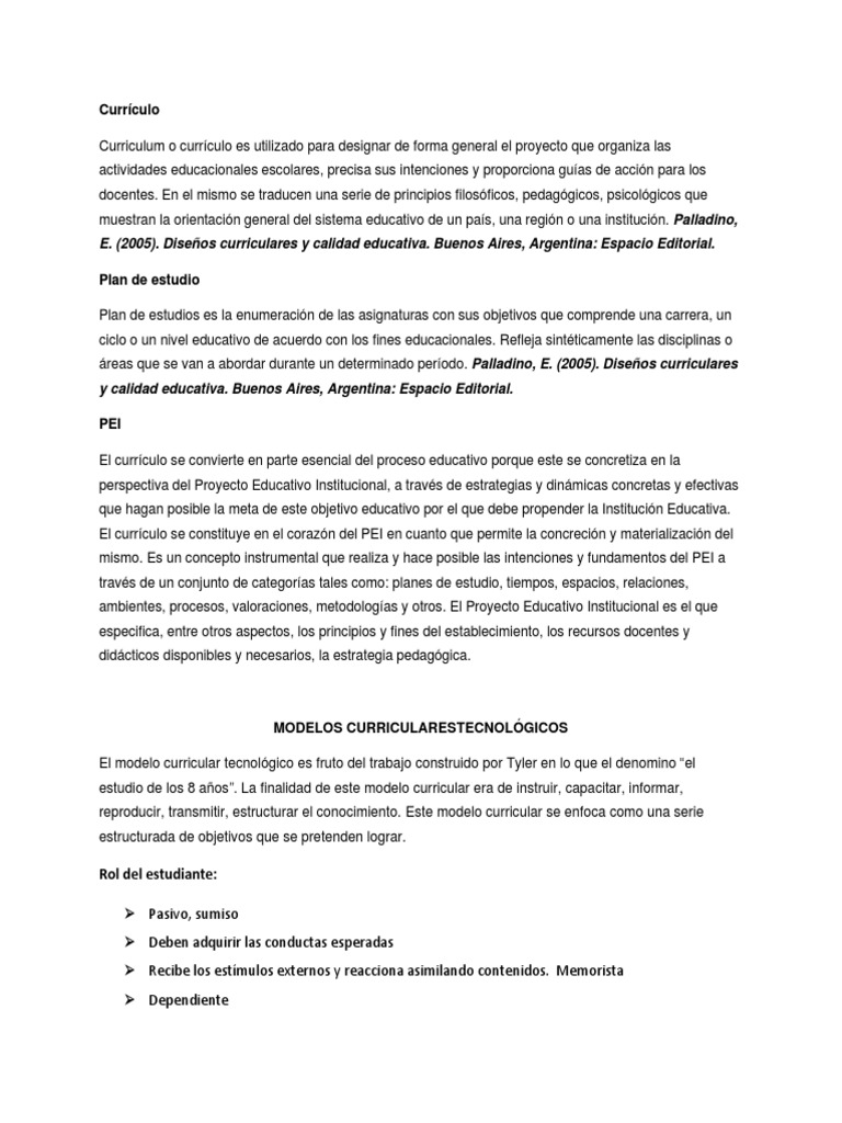 Modelos Curriculares y PEI Educativo | PDF | Plan de estudios | Aprendizaje