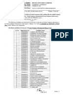 Shortlisted Candidates For The Post of Project Engineer (Electronics & Mechanical) - Bhanur Unit