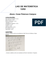 Trabalho de Matemática 12/02: Aluno: Cezar Peterson Campos