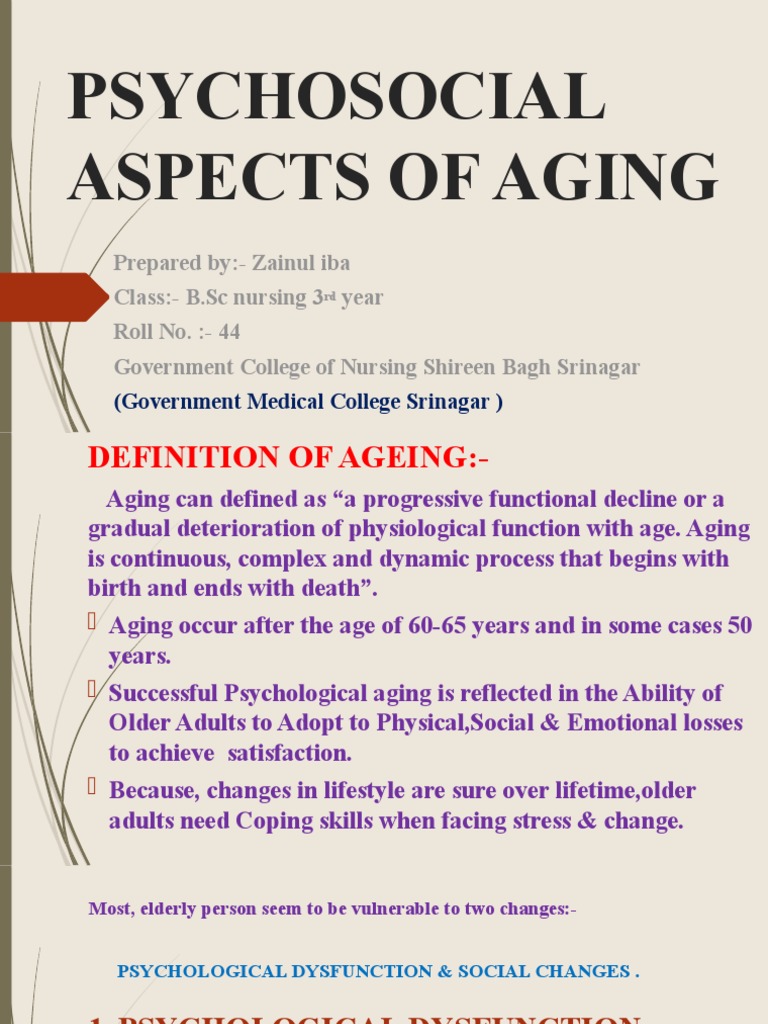 Psychosocial Aspects of Aging | PDF | Ageing | Memory