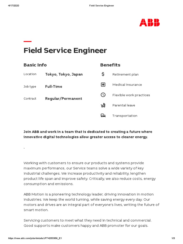 Field Service Engineer Jd Jp Pdf Electric Generator Economies