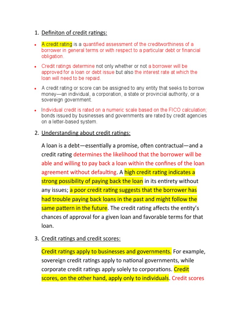 Understanding Credit Ratings and Scores | PDF | Credit | Finance ...