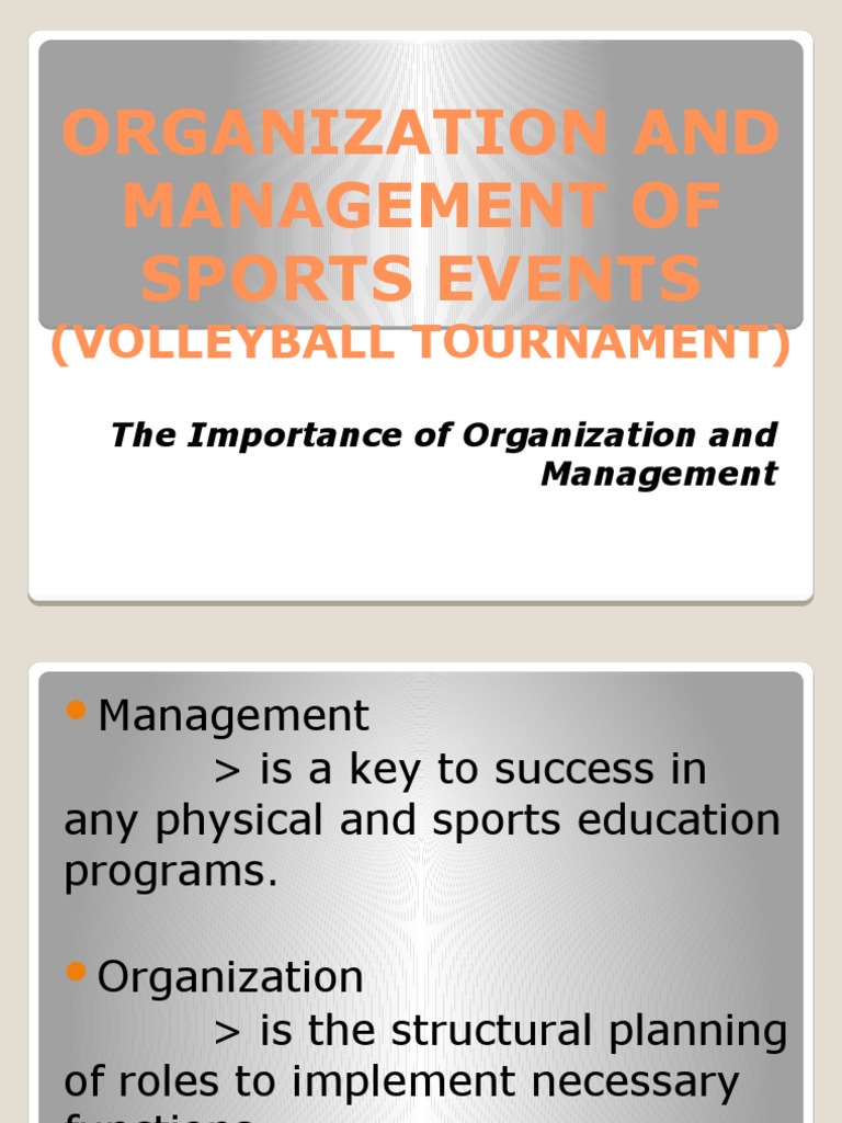 Organization and Management of Sports Events PDF