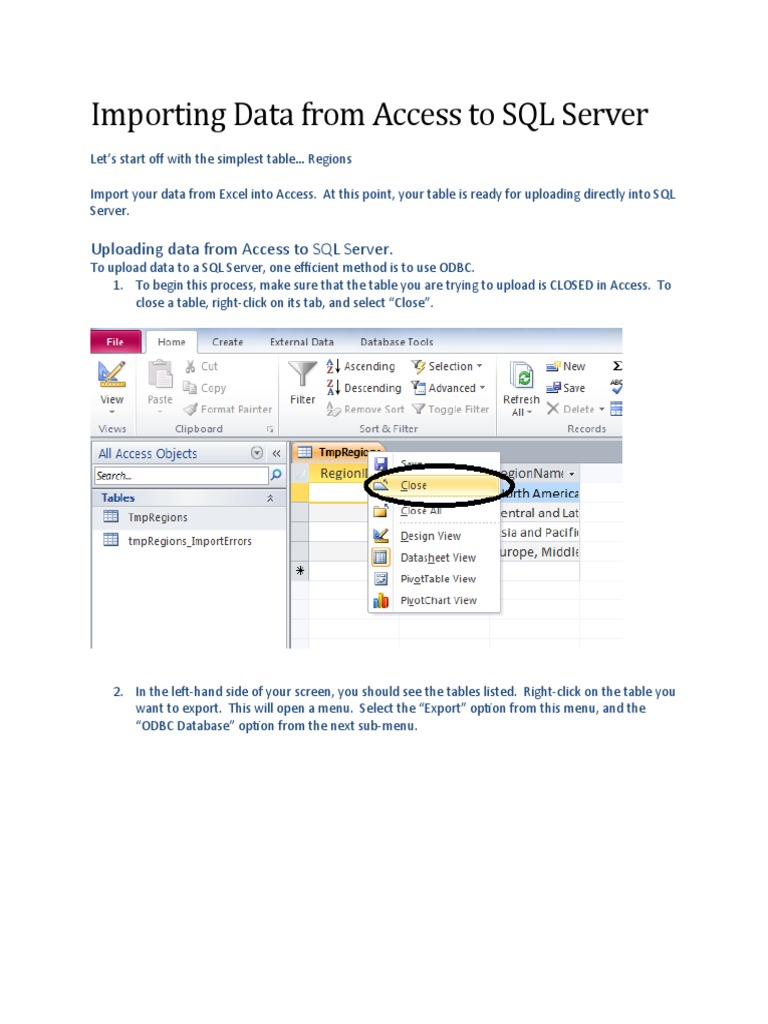 Uploading Data From Access To SQL Server PDF Microsoft Sql Server Sql