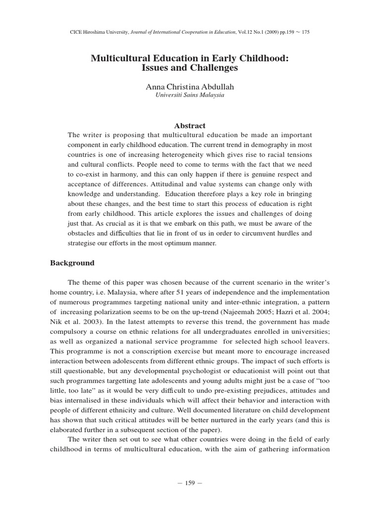 CULTURAL DIVERSITY IN EARLY CHILDHOOD EDUCATION PDF visual data 2