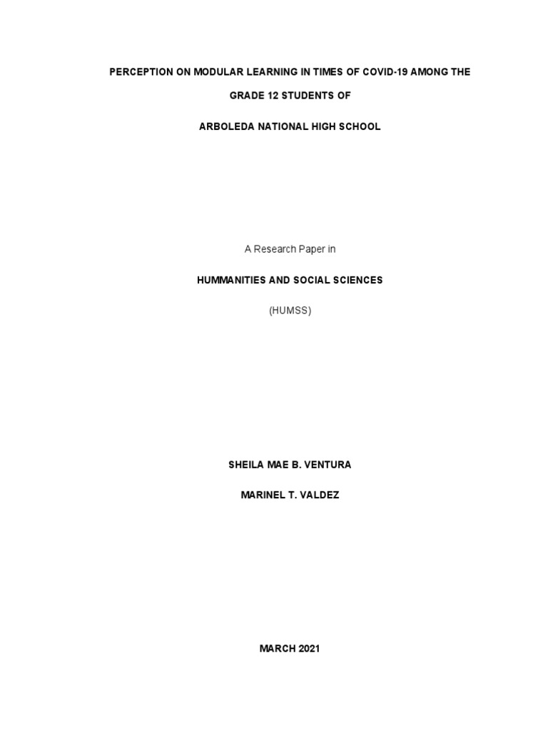 Modular Learning Perceptions at Arboleda High | PDF | Teachers | Learning