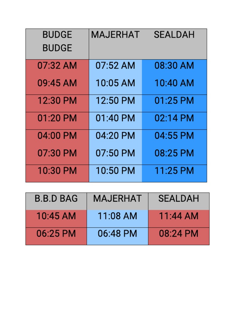 Budge Budge To Sealdah Staff Special Train Timings1 PDF