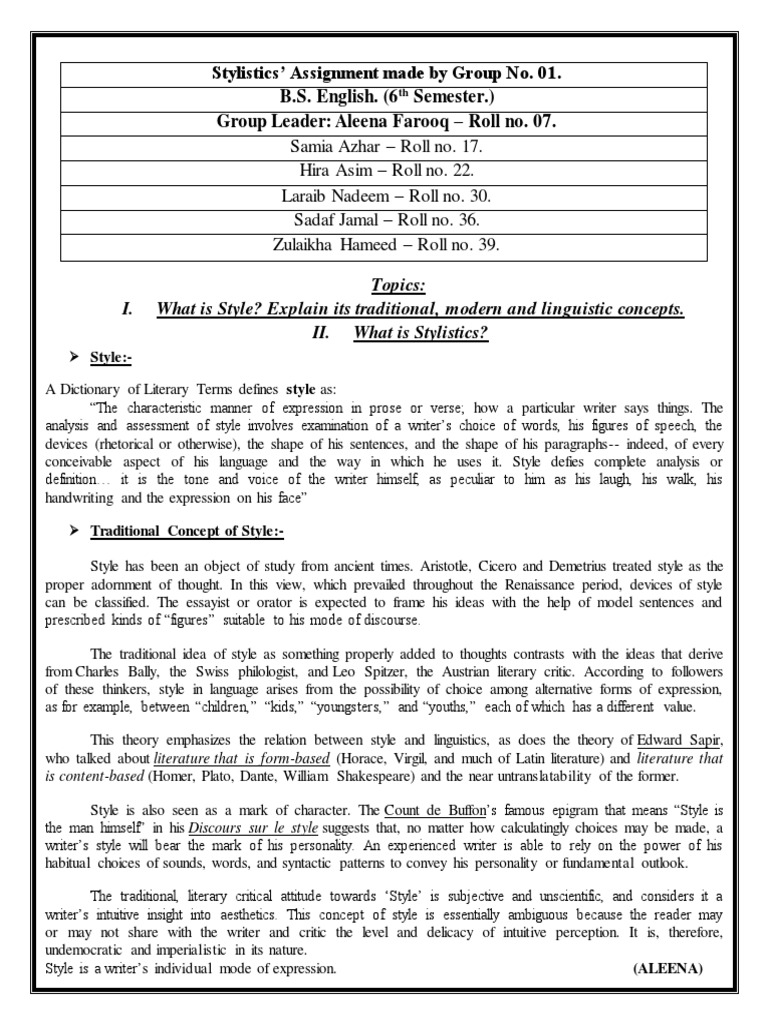 Understanding Style in Linguistics | PDF | Linguistics | Cognition