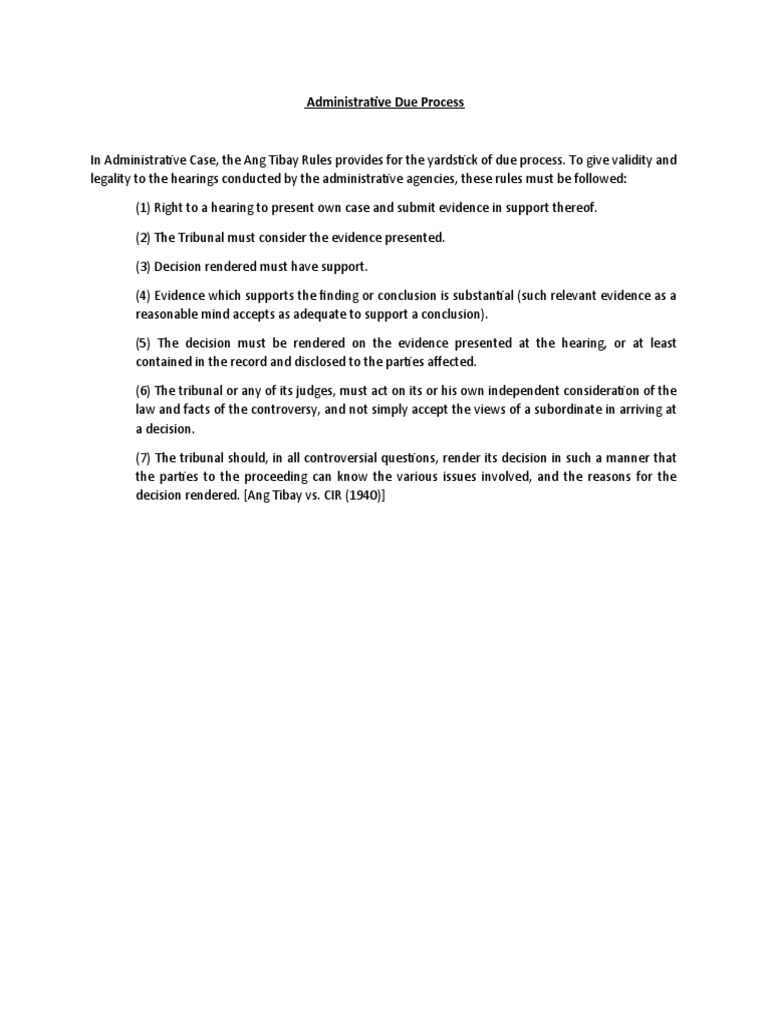 Ang Tibay Rules of Administrative Due Process | PDF