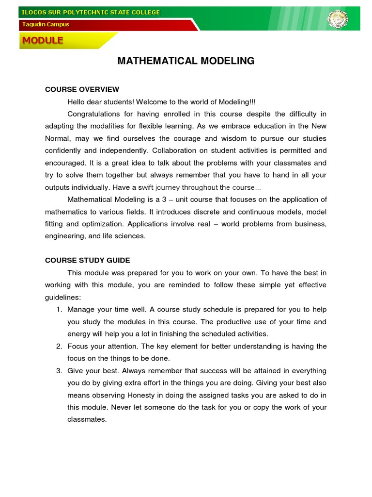 Module Mathematical Modeling PDF Interest Mathematical Optimization