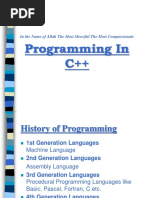 Programming in C++: in The Name of Allah The Most Merciful The Most Compassionate