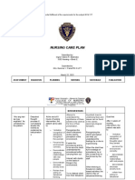 Nursing Care Plan: in Partial Fulfillment of The Requirements For The Subject NCM 117