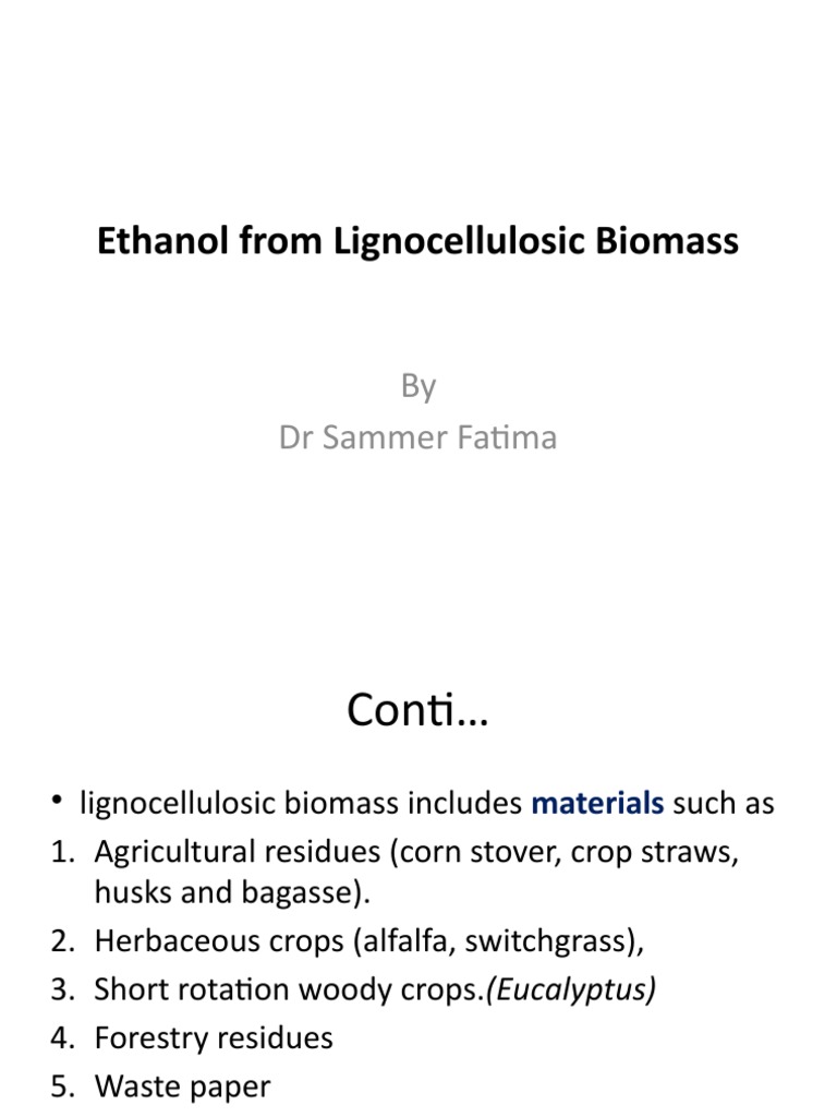 Ethanol From Lignocellulosic Biomass PDF