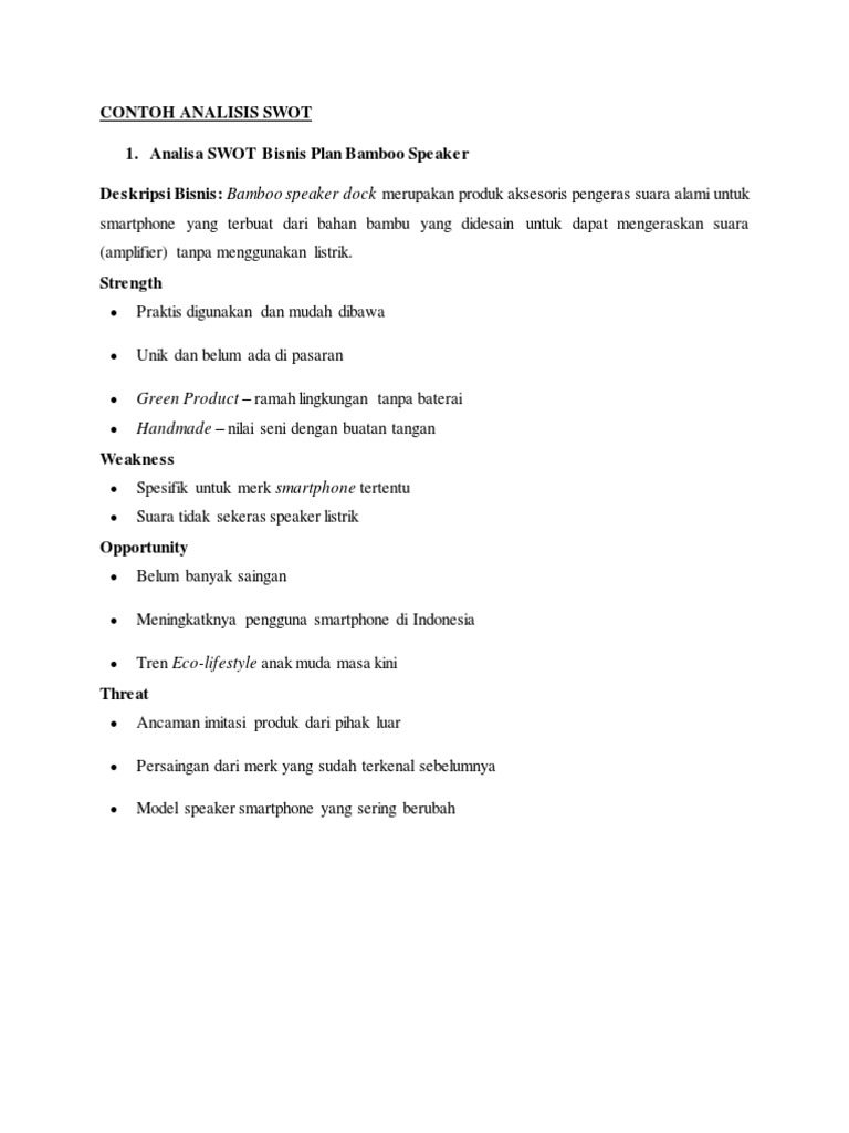 Contoh Analisis Swot | PDF