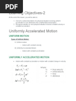 Learning Objectives-2: Uniform Motion