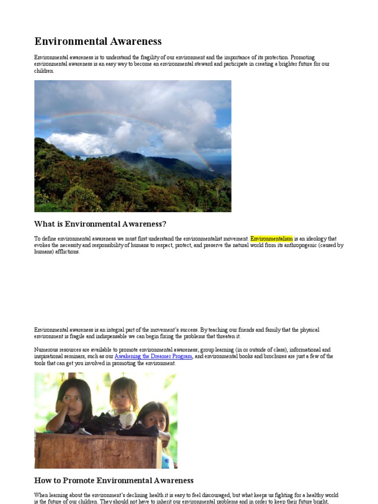 Environmental Awareness Pdf Sustainable Energy Climate Change