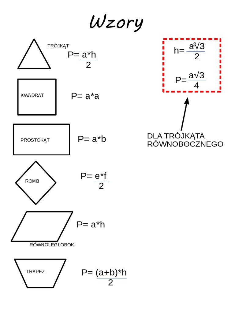 Wzory Matematyczne Egzamin ósmoklasisty Pdf