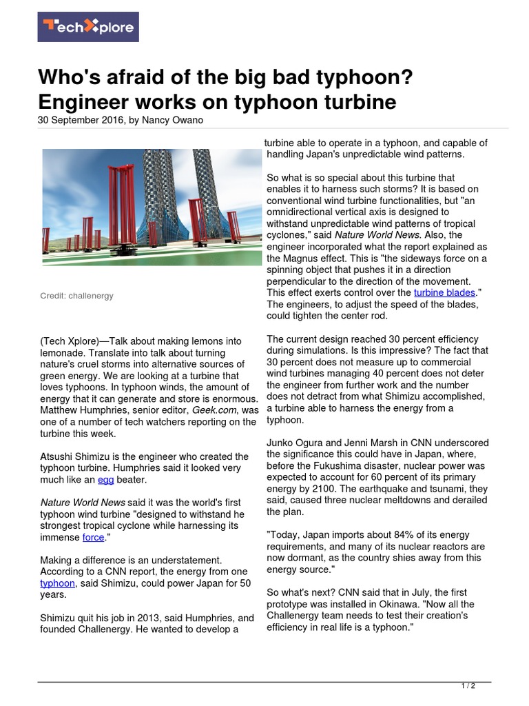 2016 09 Big Bad Typhoon Turbine Pdf Tropical Cyclones Wound