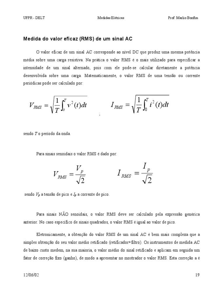 Medição do Valor RMS em Sinais AC | PDF | Raiz quadrada média ...