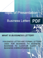 Topic of Presentation: Business Letters