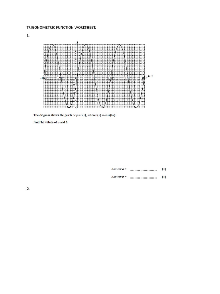 Trigonometric Function Worksheet | PDF
