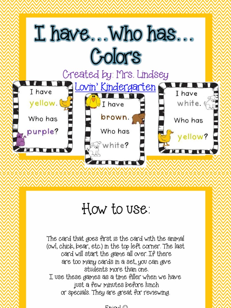 I Have Who Has Colors | PDF