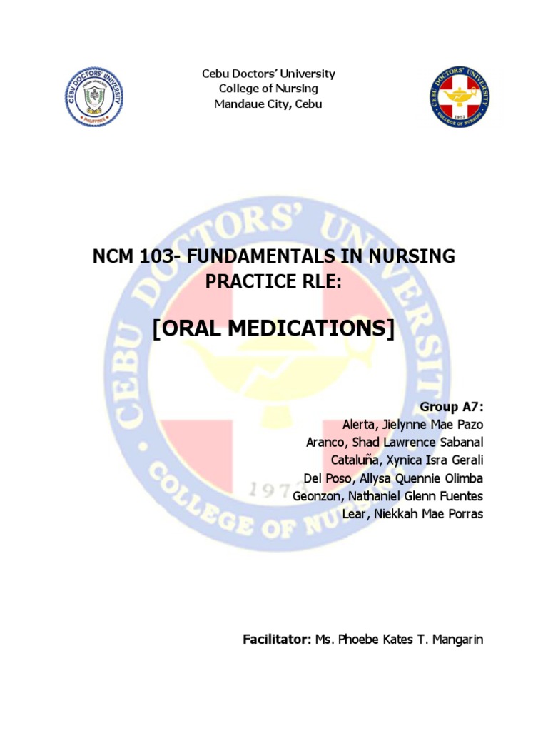 Oral Medication Written Report | PDF | Tablet (Pharmacy) | Pharmacy