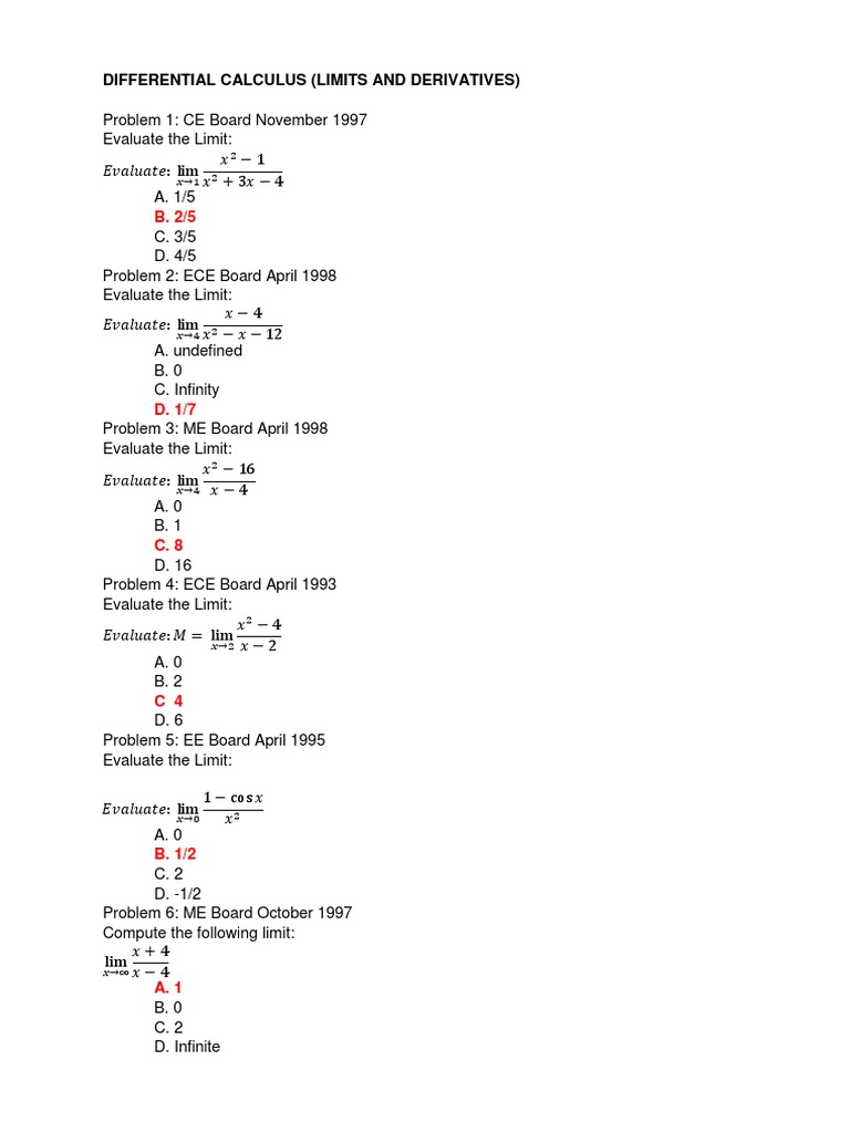 Differential Calculus (Limits and Derivatives) | PDF | Acceleration | Area