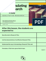 Lesson 3 - Formulating Research Title