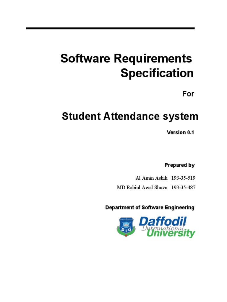 Student Attendance Management System SRS | PDF | Use Case | Databases