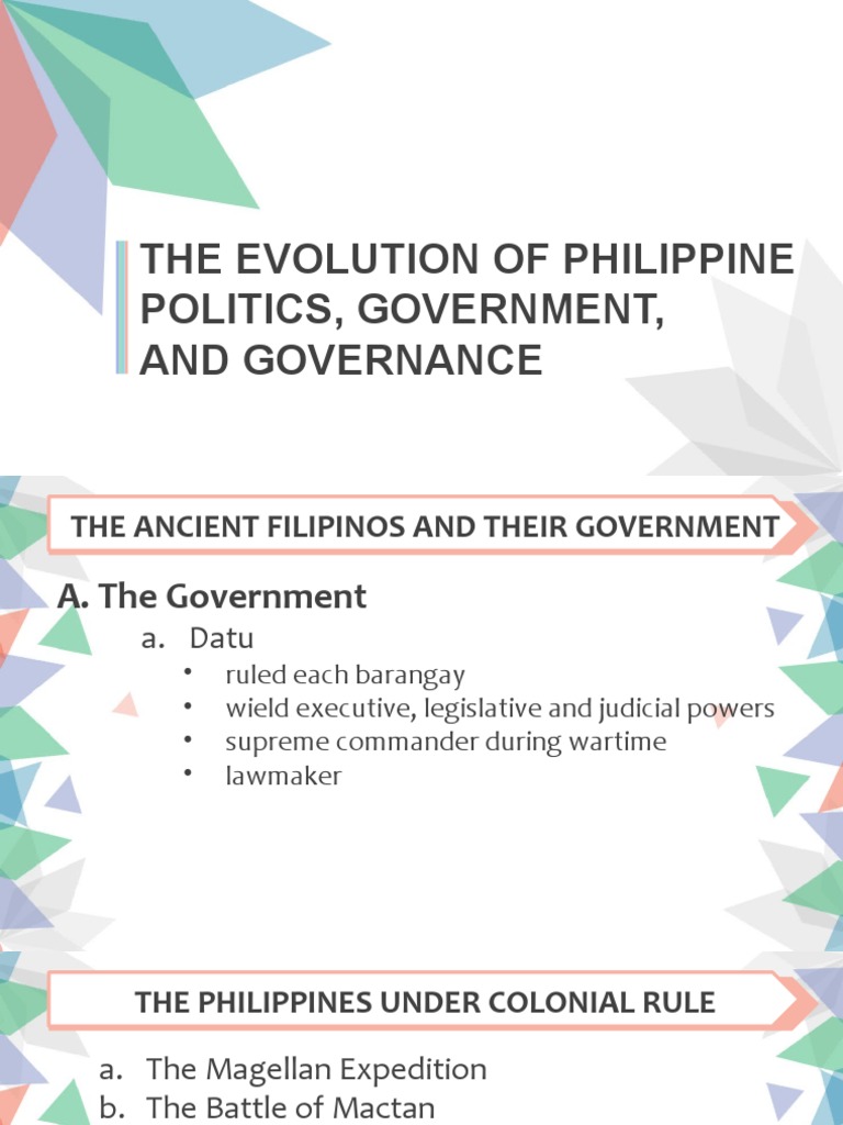 Evolution of Philippine Governance History | PDF | Philippines | Government