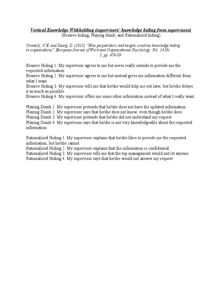 Vertical Knowledge Withholding (Supervisors' Knowledge Hiding From